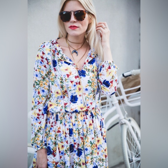 Banana Republic Multicolored XS Tie Waisted Floral Dress - Picture 3 of 12